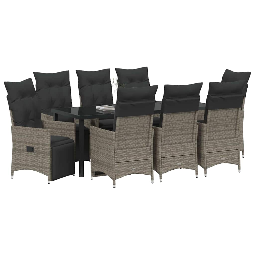 Have Spisebordssæt 9 stk. Grå polyrattan