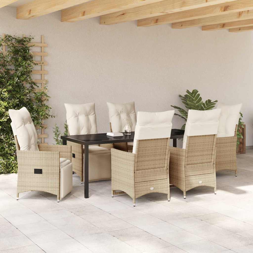 Have Spisebordssæt 7 stk. Beige polyrattan