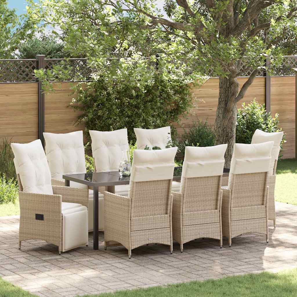Have Spisebordssæt 9 stk. Beige polyrattan
