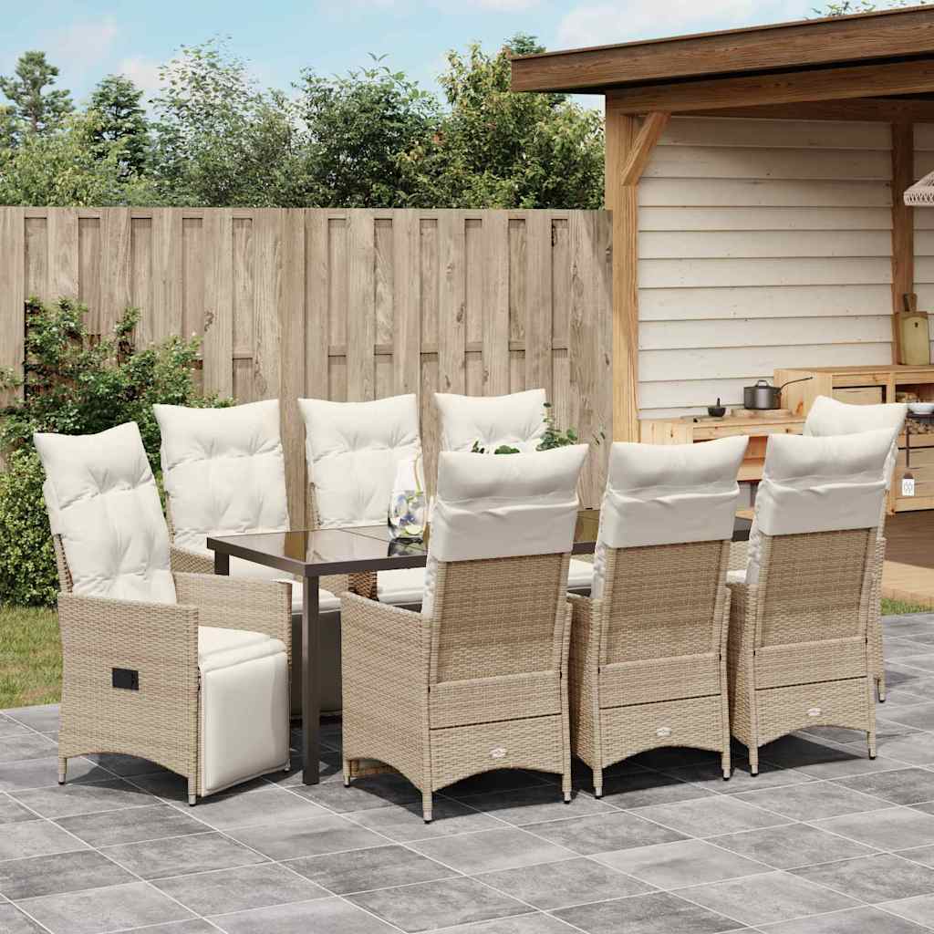 Have Spisebordssæt 9 stk. Beige polyrattan