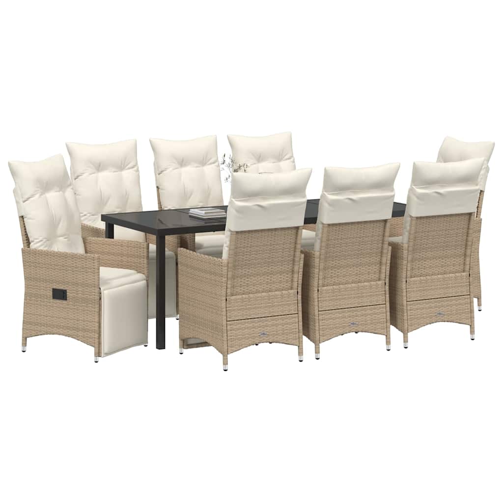 Have Spisebordssæt 9 stk. Beige polyrattan