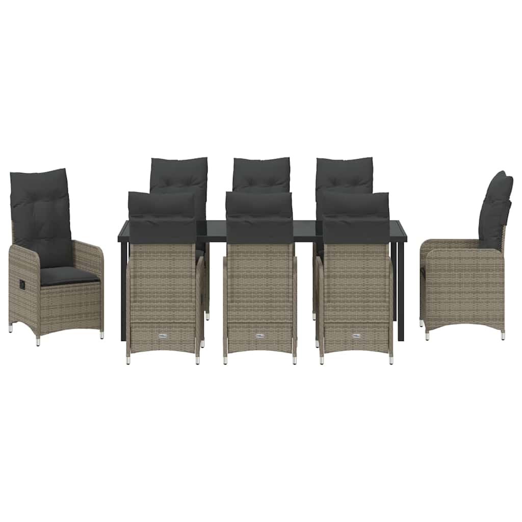 Have Spisebordssæt 9 stk. Grå polyrattan