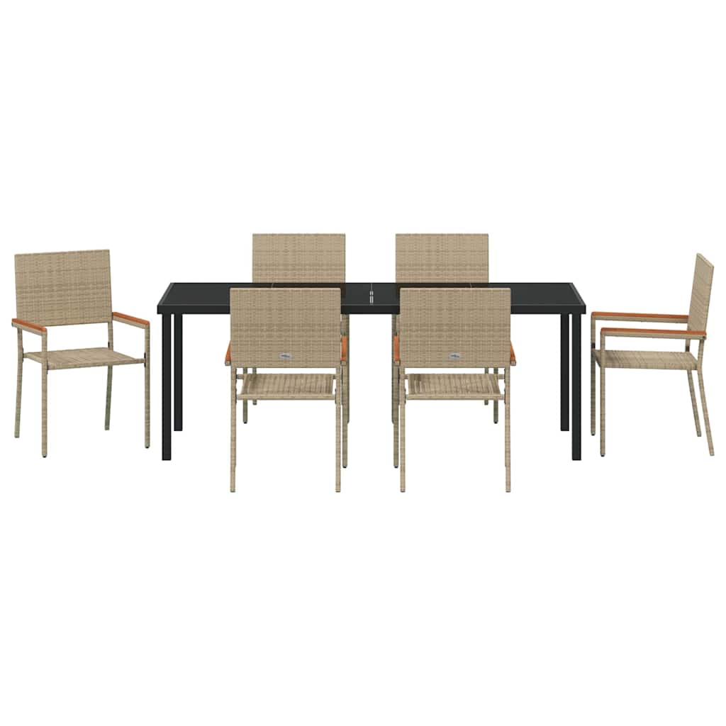 Have Spisebordssæt 7 stk. Beige polyrattan