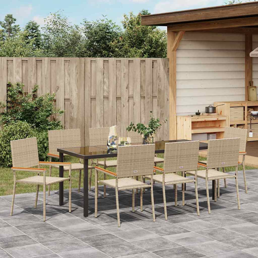 Have Spisebordssæt 9 stk. Beige polyrattan