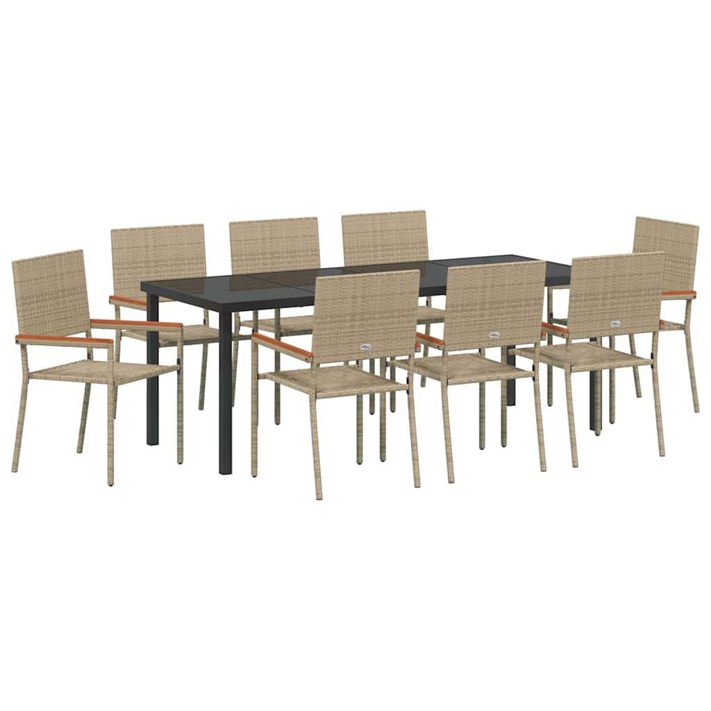Have Spisebordssæt 9 stk. Beige polyrattan