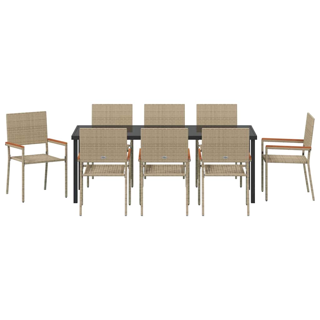 Have Spisebordssæt 9 stk. Beige polyrattan