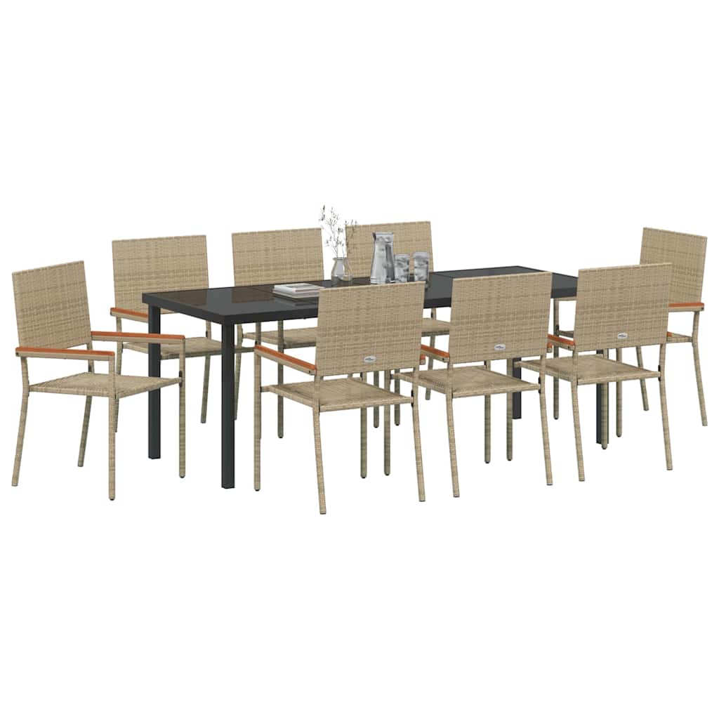 Have Spisebordssæt 9 stk. Beige polyrattan