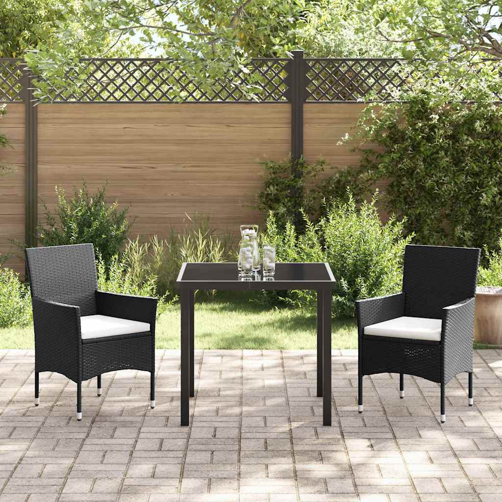 Have Spisebordssæt 3 stk. Sort polyrattan