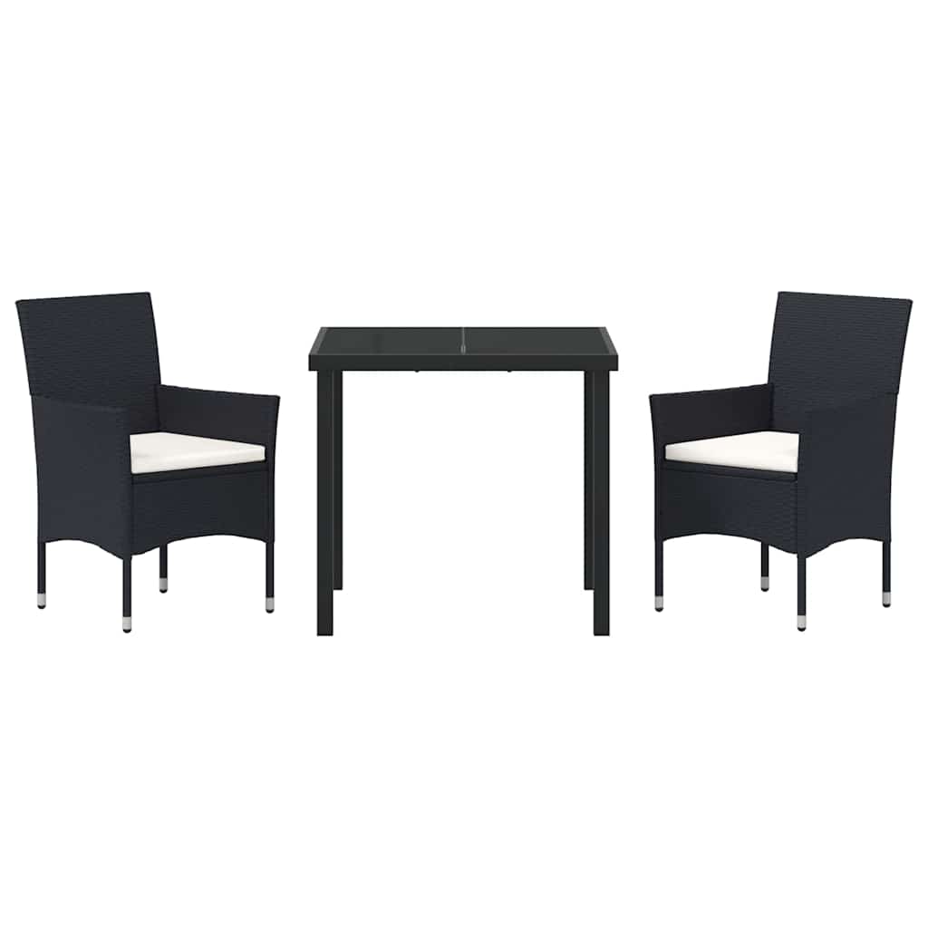 Have Spisebordssæt 3 stk. Sort polyrattan