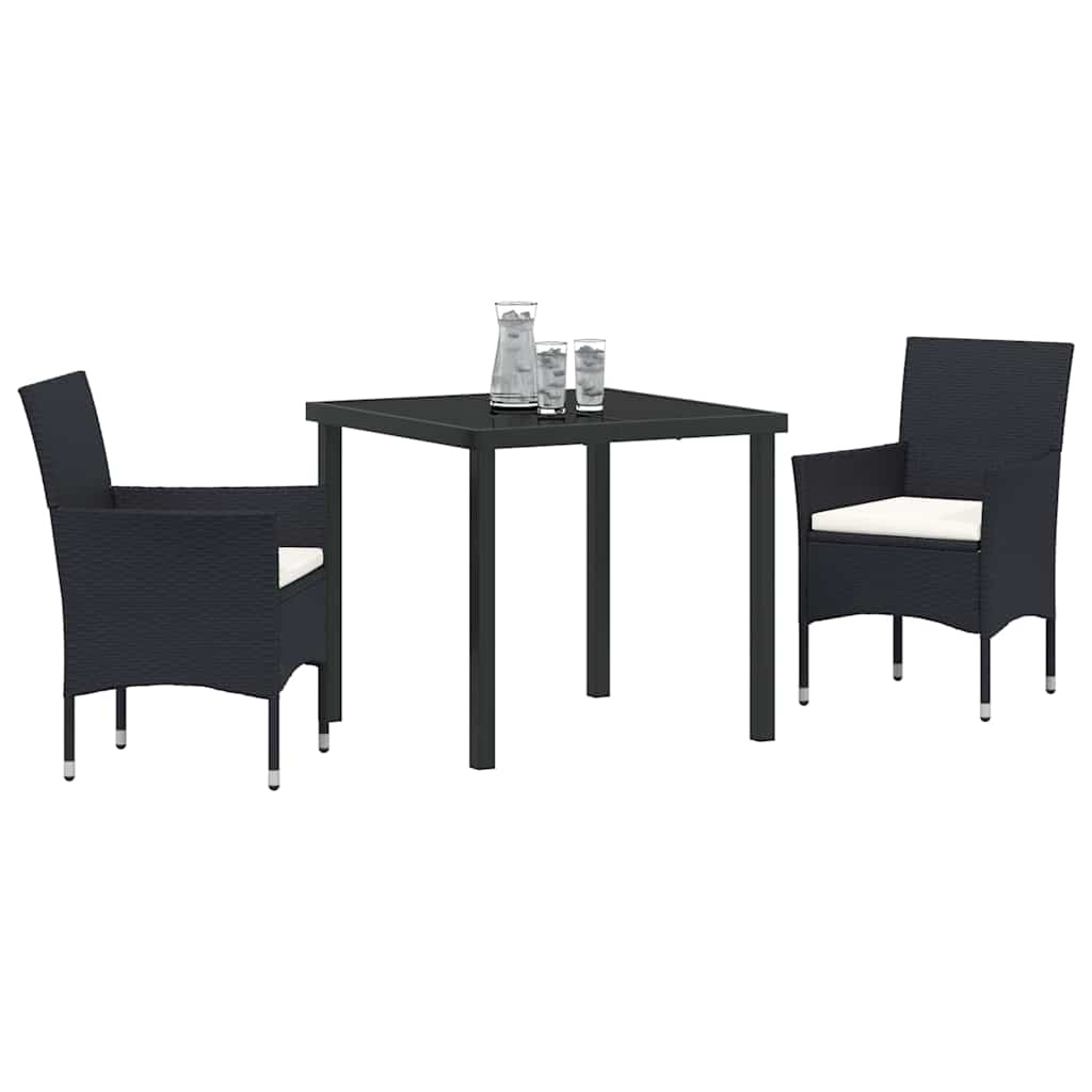 Have Spisebordssæt 3 stk. Sort polyrattan