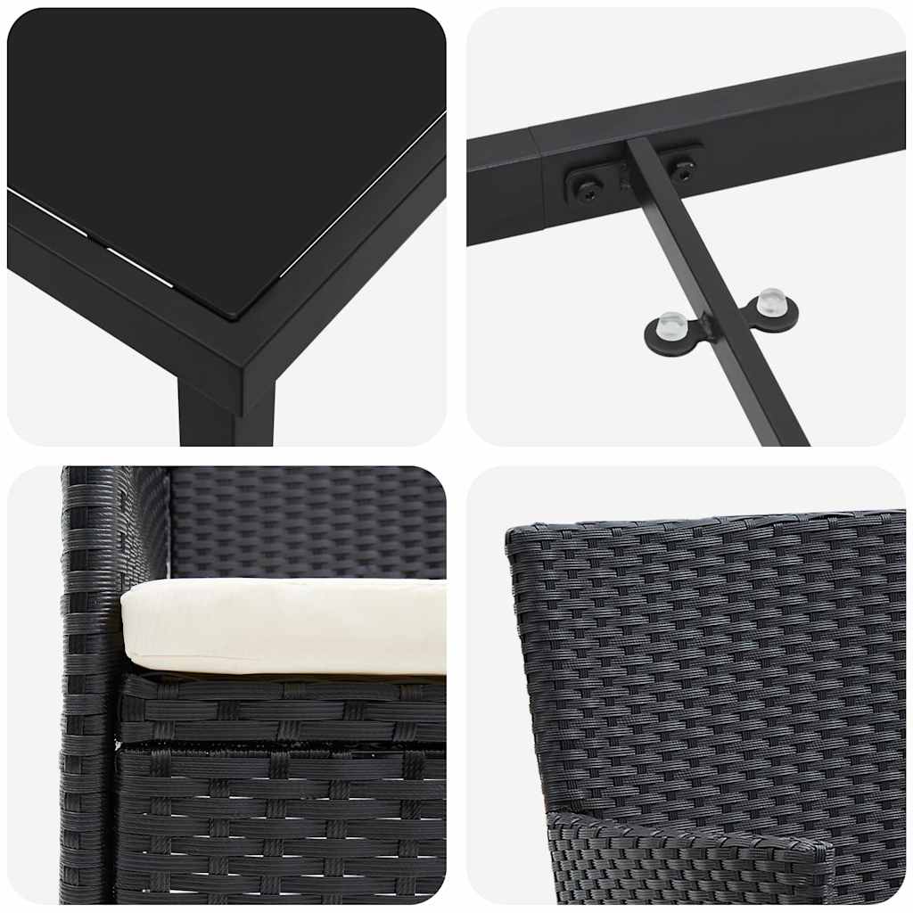Have Spisebordssæt 9 stk. Sort polyrattan
