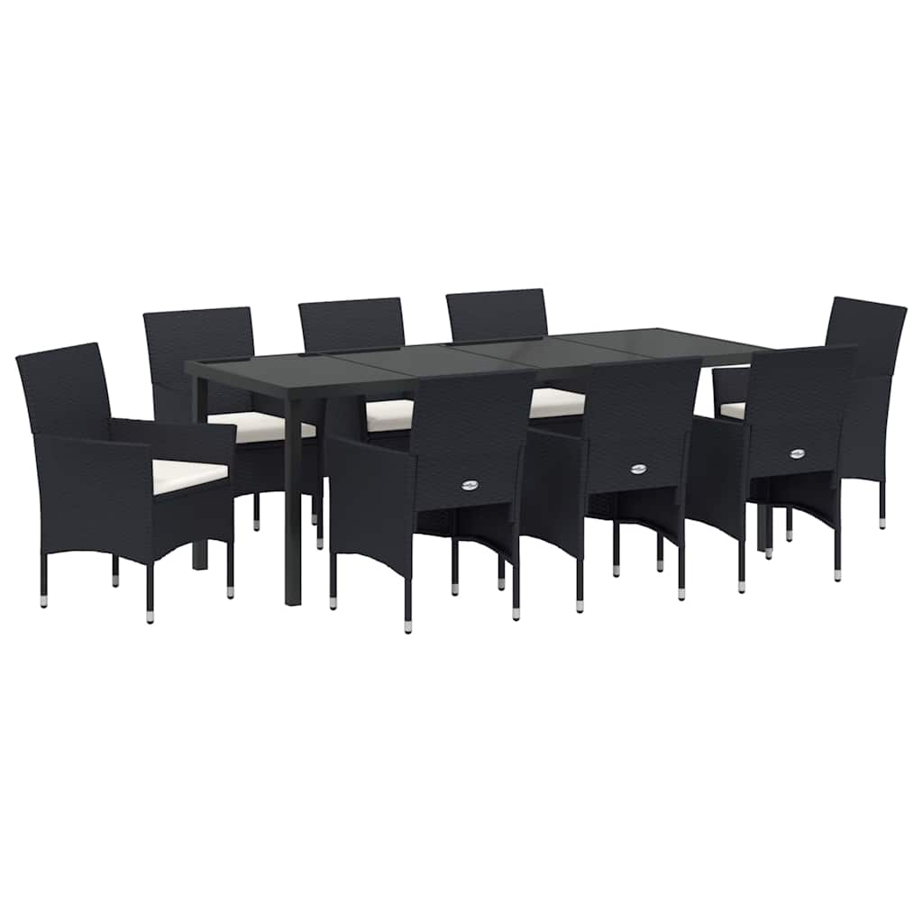 Have Spisebordssæt 9 stk. Sort polyrattan