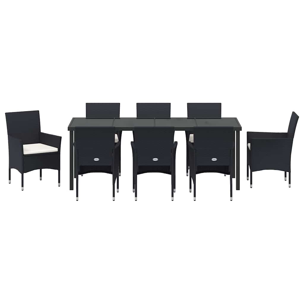 Have Spisebordssæt 9 stk. Sort polyrattan