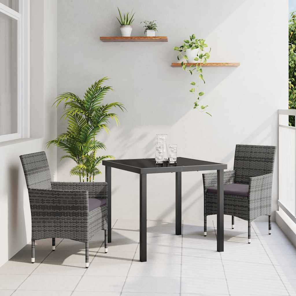 Have Spisebordssæt 3 stk. Grå polyrattan