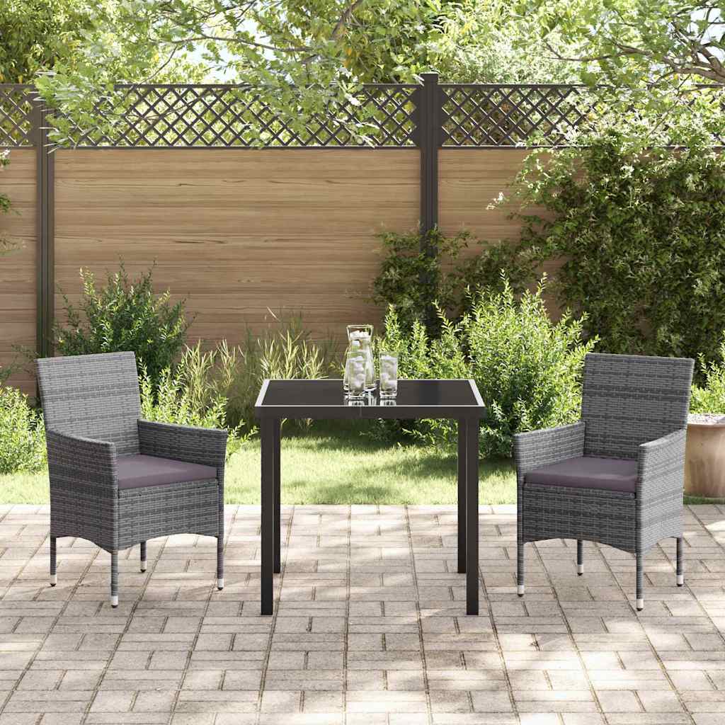 Have Spisebordssæt 3 stk. Grå polyrattan
