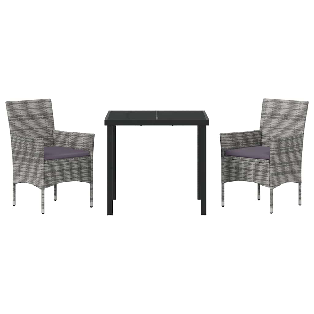 Have Spisebordssæt 3 stk. Grå polyrattan