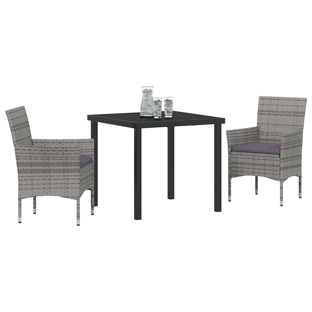Have Spisebordssæt 3 stk. Grå polyrattan