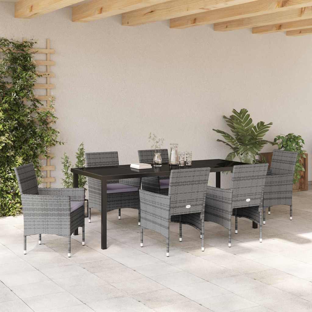 Have Spisebordssæt 7 stk. Grå polyrattan