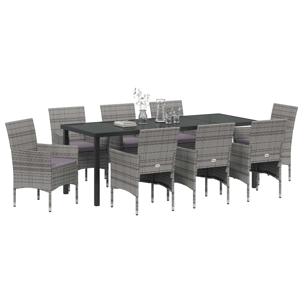 Have Spisebordssæt 9 stk. Grå polyrattan
