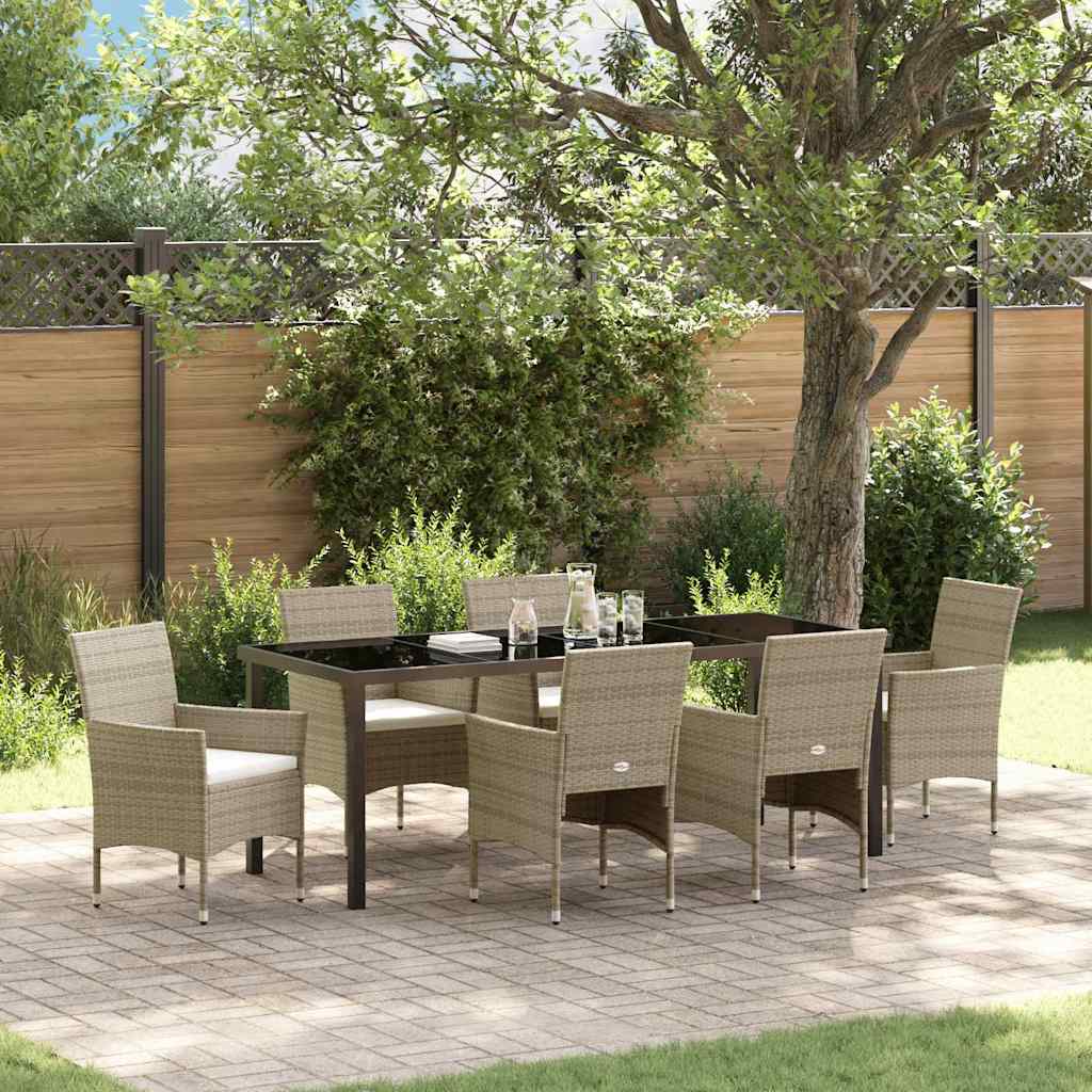 Have Spisebordssæt 7 stk. Beige polyrattan