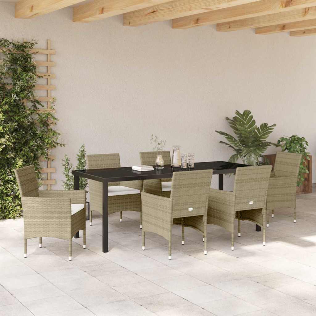 Have Spisebordssæt 7 stk. Beige polyrattan