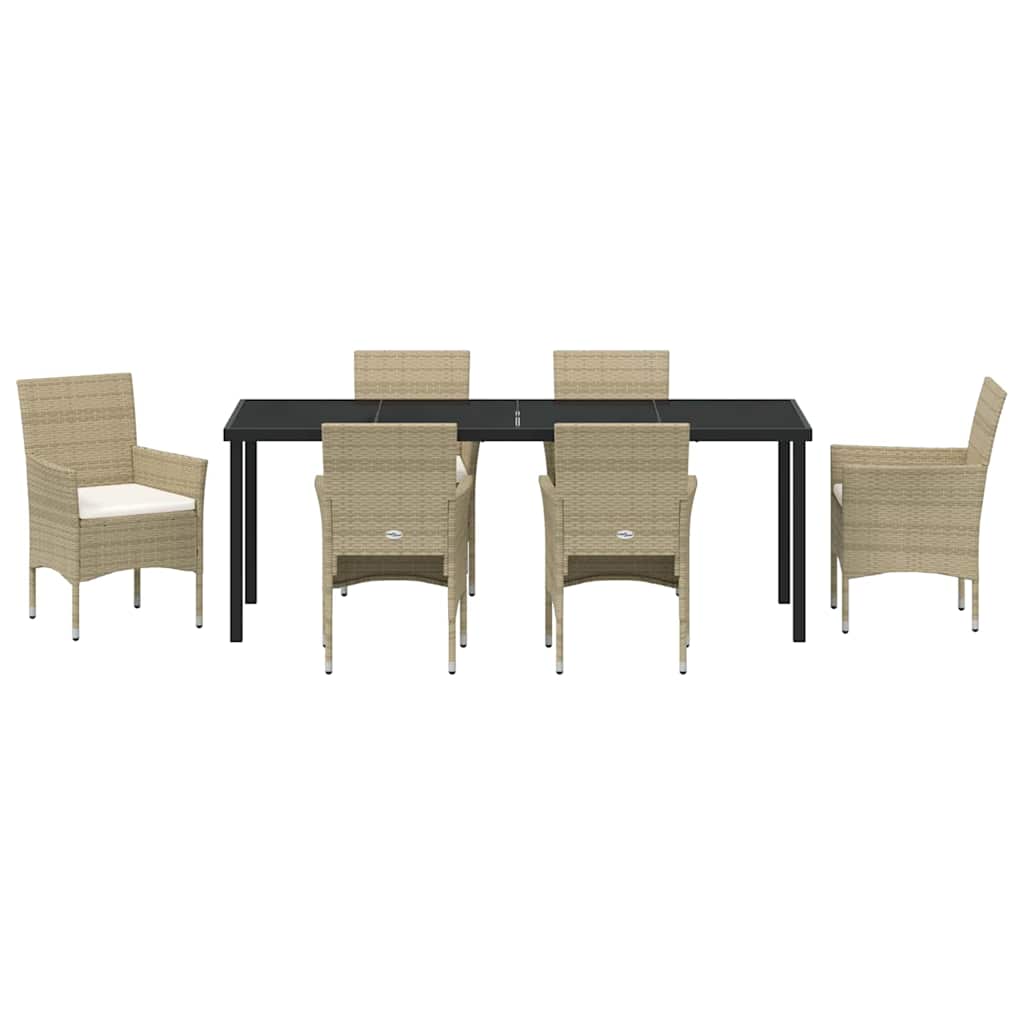 Have Spisebordssæt 7 stk. Beige polyrattan