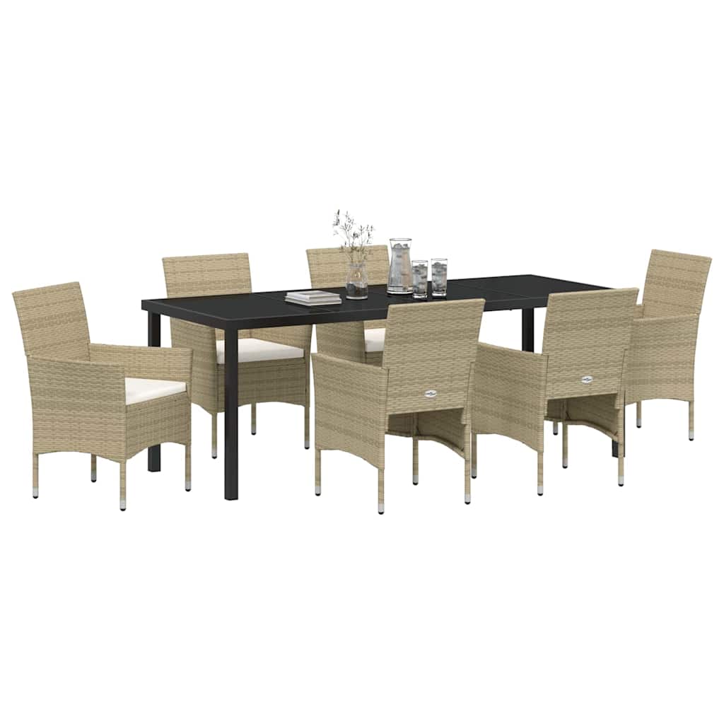 Have Spisebordssæt 7 stk. Beige polyrattan
