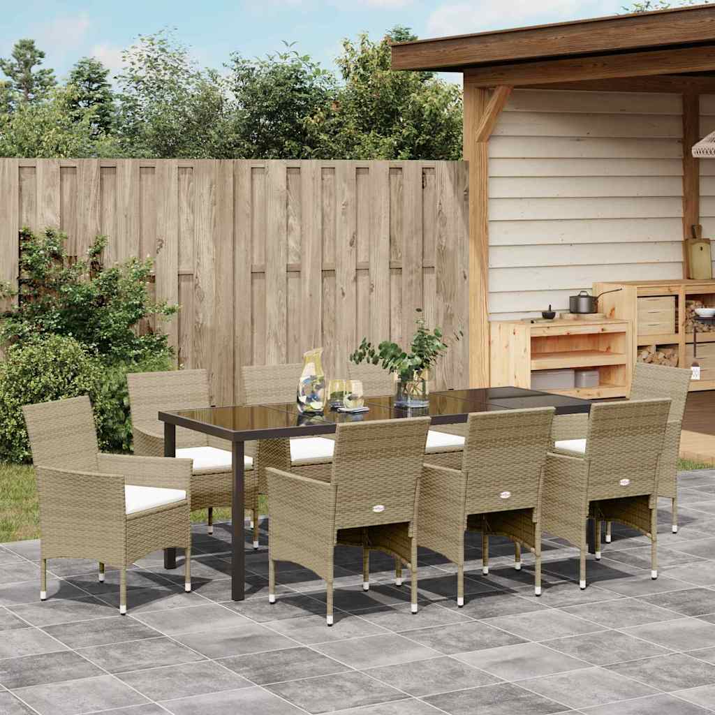 Have Spisebordssæt 9 stk. Beige polyrattan