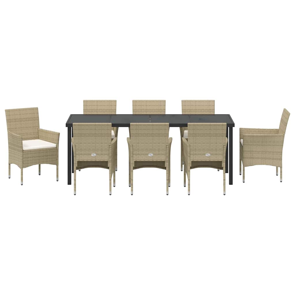 Have Spisebordssæt 9 stk. Beige polyrattan
