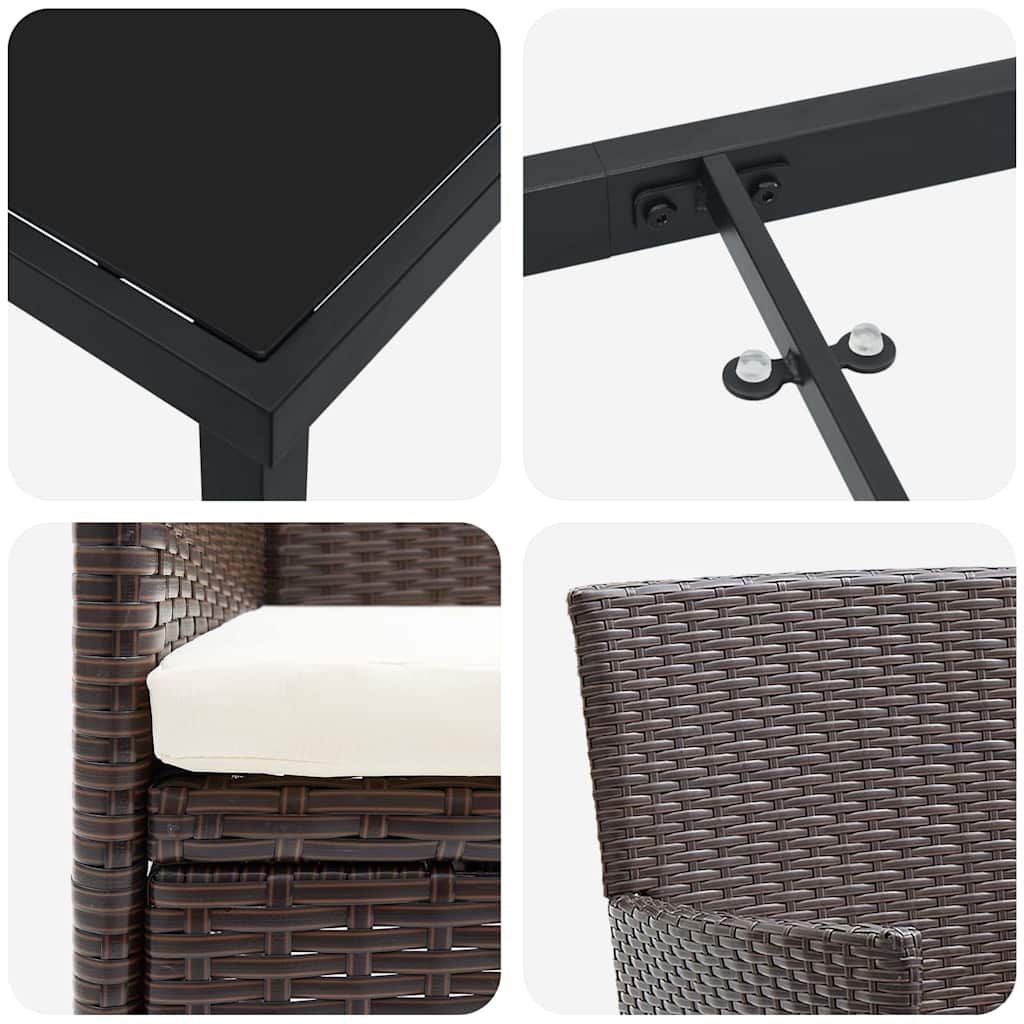 Have Spisebordssæt 9 stk. Brun polyrattan