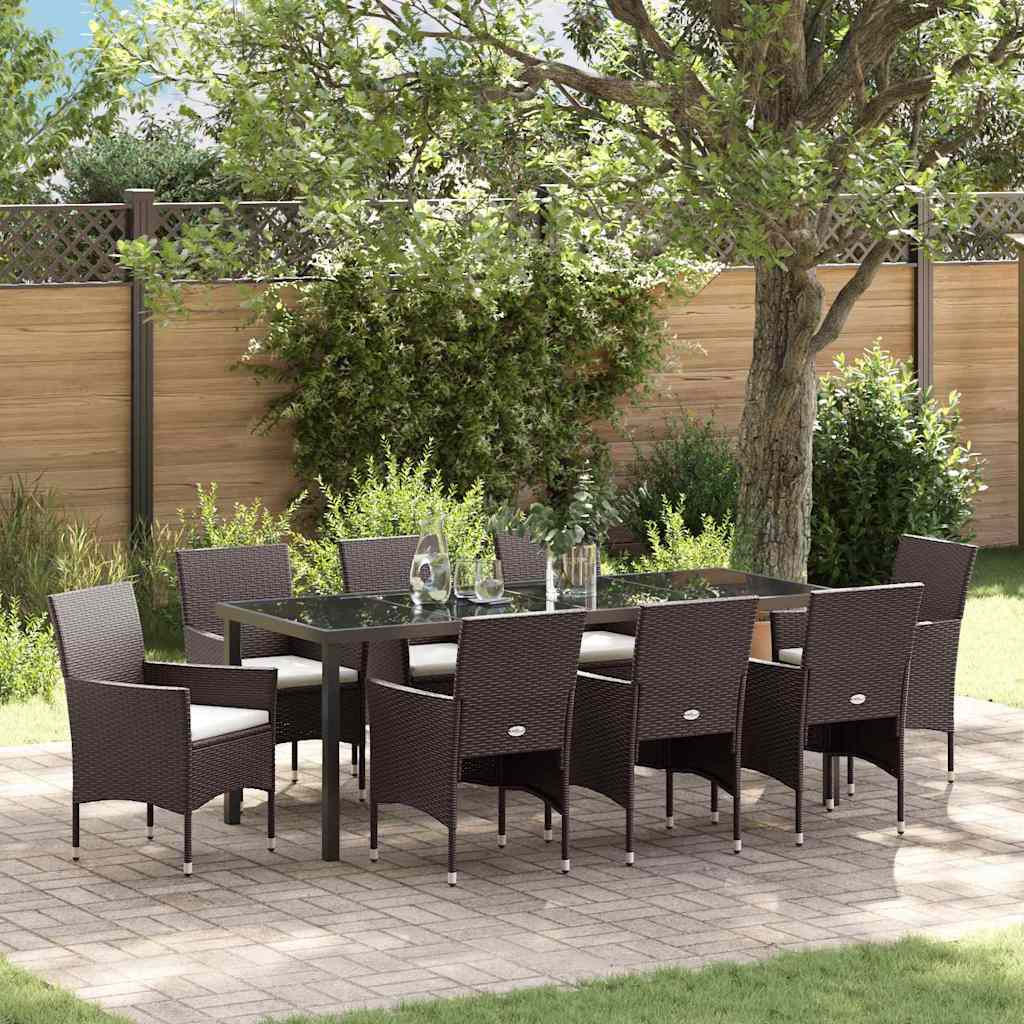 Have Spisebordssæt 9 stk. Brun polyrattan