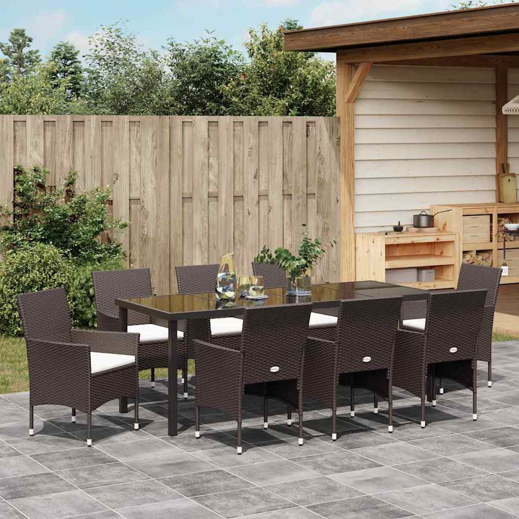 Have Spisebordssæt 9 stk. Brun polyrattan