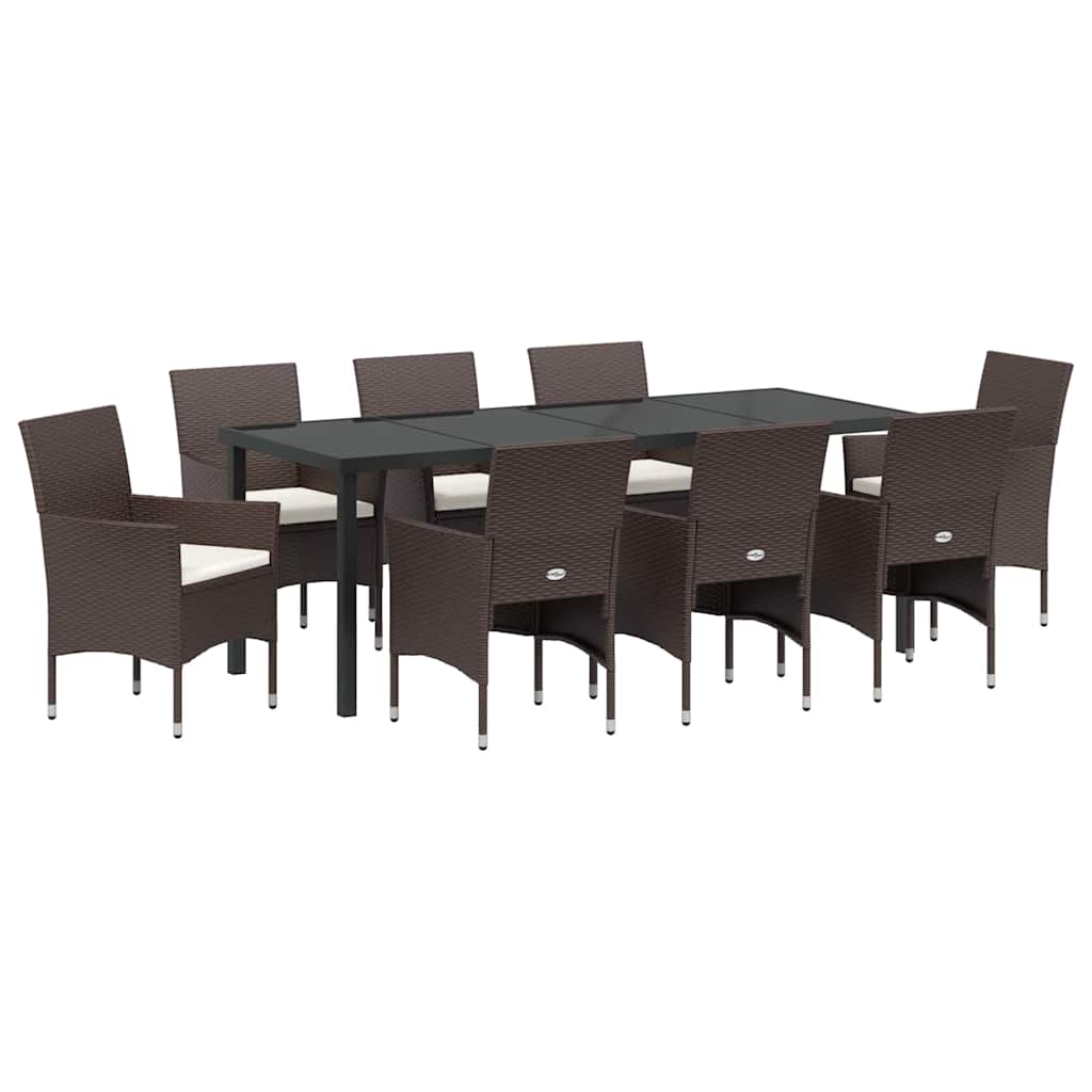 Have Spisebordssæt 9 stk. Brun polyrattan