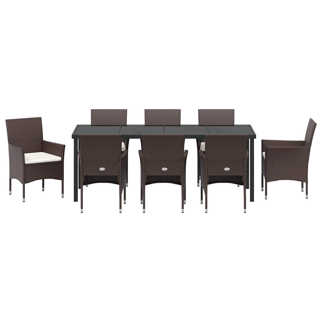 Have Spisebordssæt 9 stk. Brun polyrattan