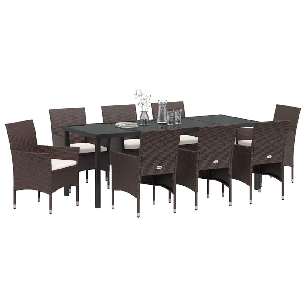 Have Spisebordssæt 9 stk. Brun polyrattan
