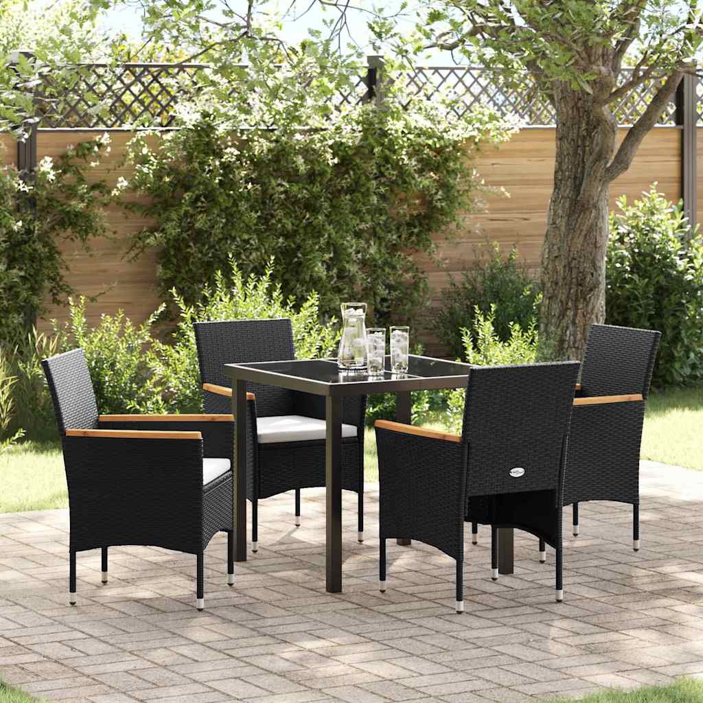 Have Spisebordssæt 5 stk. Sort polyrattan