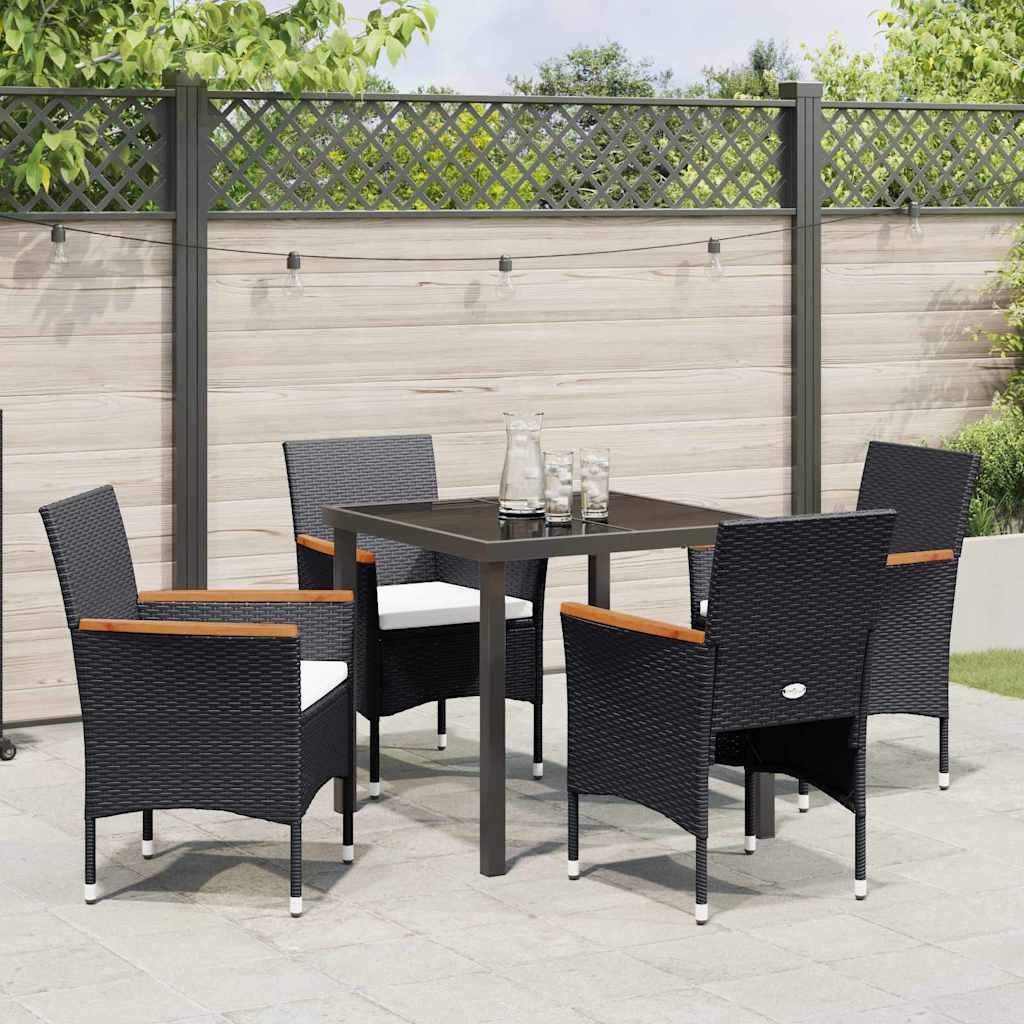 Have Spisebordssæt 5 stk. Sort polyrattan