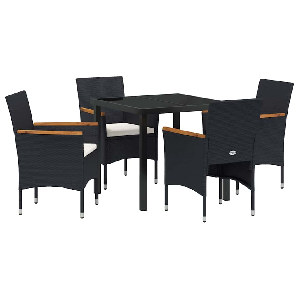 Have Spisebordssæt 5 stk. Sort polyrattan