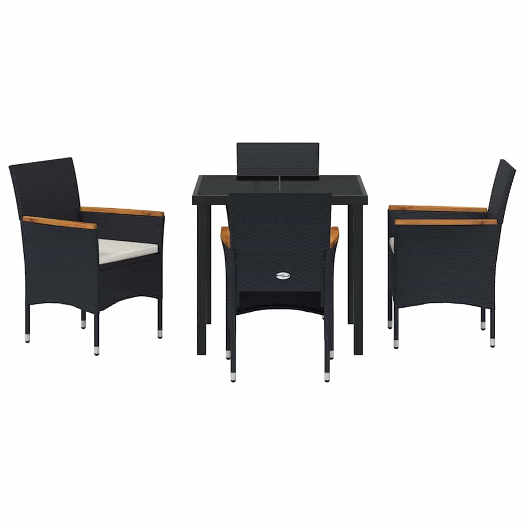 Have Spisebordssæt 5 stk. Sort polyrattan