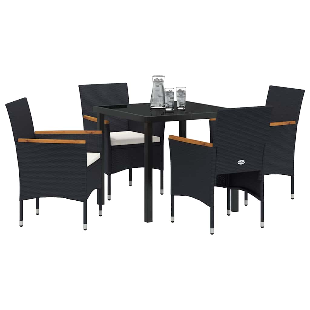 Have Spisebordssæt 5 stk. Sort polyrattan
