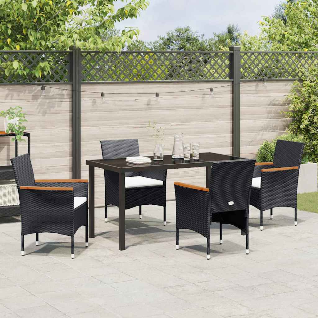 Have Spisebordssæt 5 stk. Sort polyrattan
