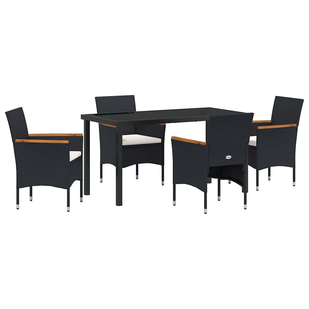 Have Spisebordssæt 5 stk. Sort polyrattan
