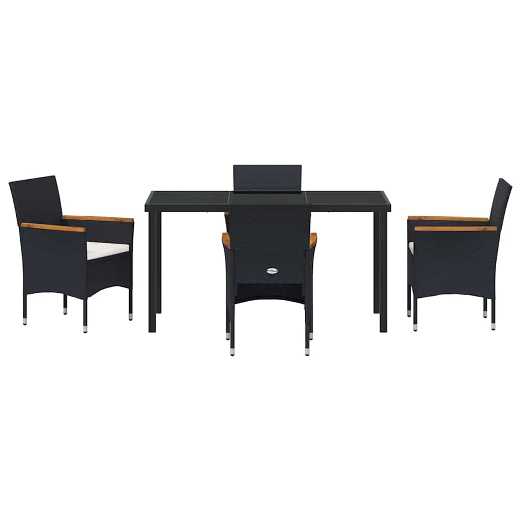 Have Spisebordssæt 5 stk. Sort polyrattan