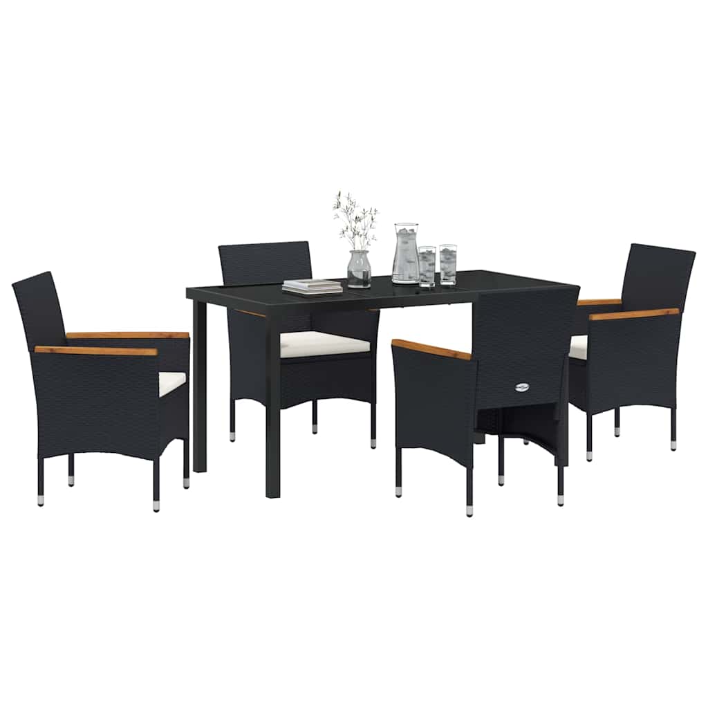 Have Spisebordssæt 5 stk. Sort polyrattan