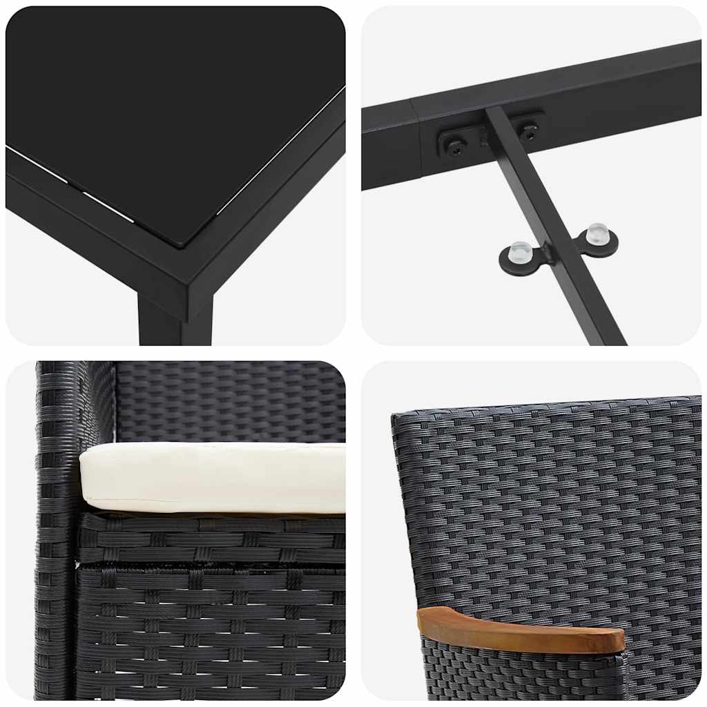 Have Spisebordssæt 9 stk. Sort polyrattan