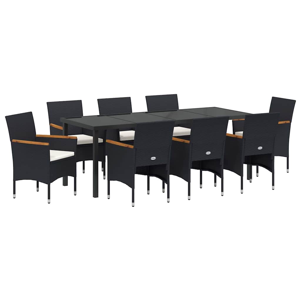 Have Spisebordssæt 9 stk. Sort polyrattan