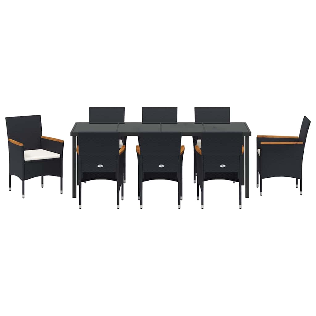 Have Spisebordssæt 9 stk. Sort polyrattan