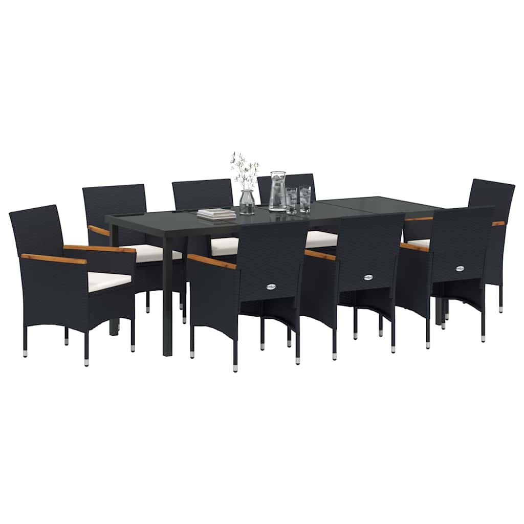 Have Spisebordssæt 9 stk. Sort polyrattan