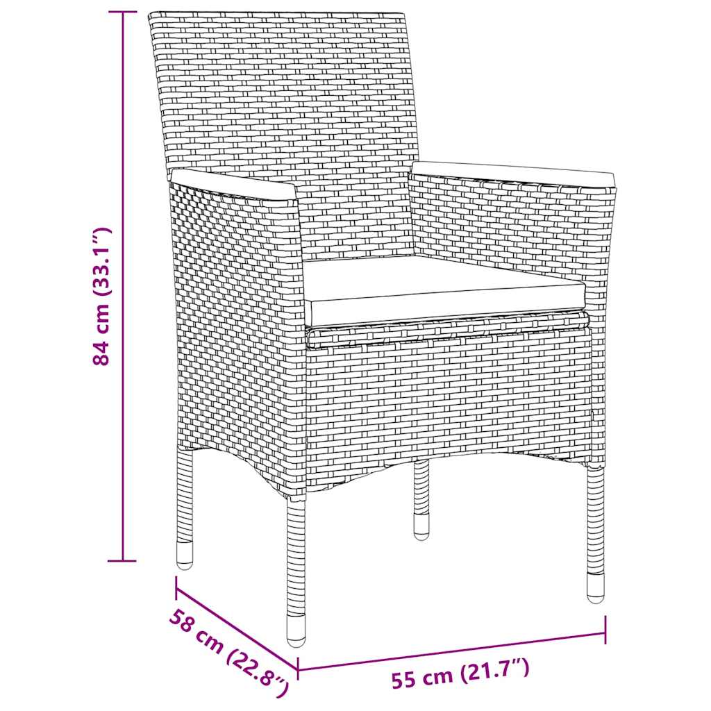 Have Spisebordssæt 9 stk. Sort polyrattan
