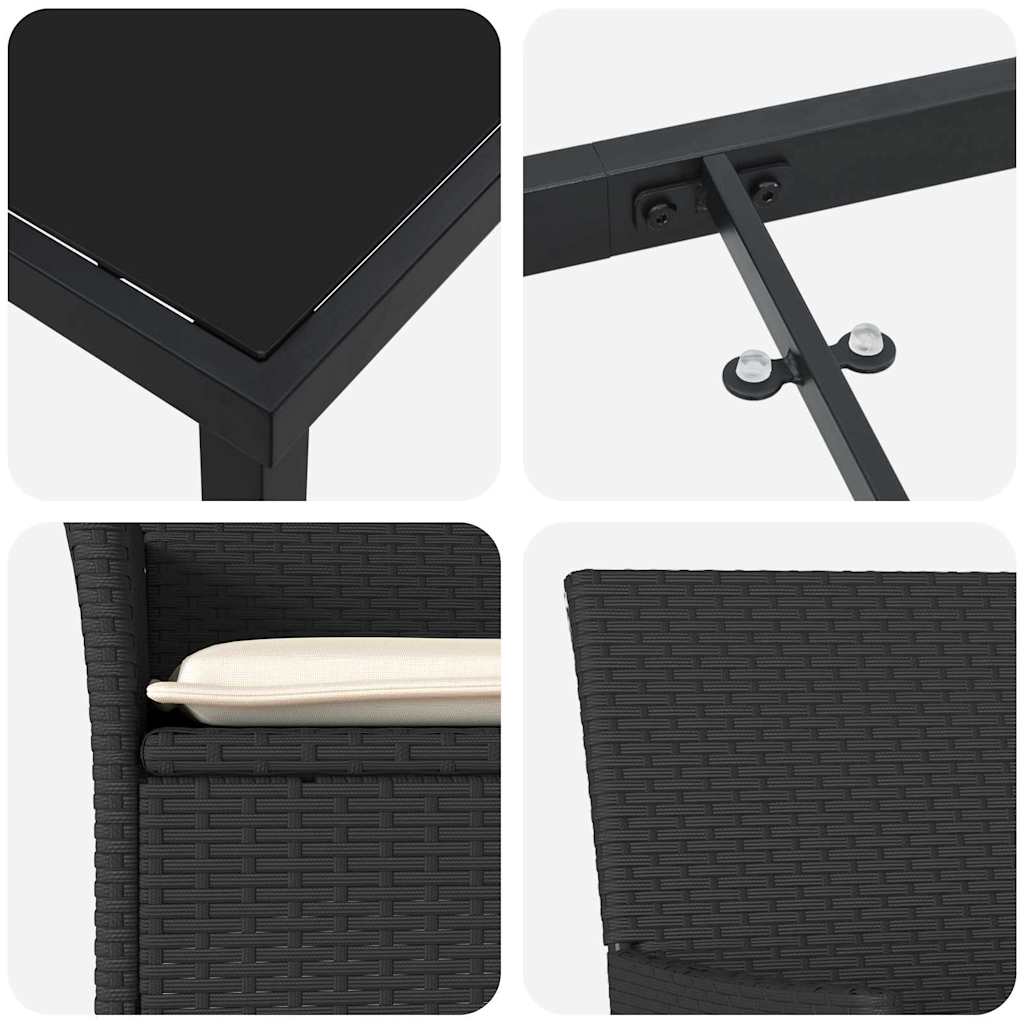 Have Spisebordssæt 7 stk. Sort polyrattan